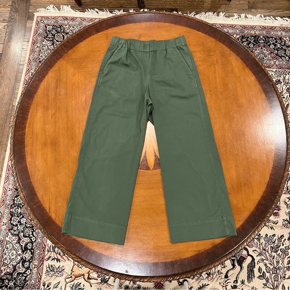 J.Crew Astrid Pull-On Chino Pant Utility Green Small High-Rise Wide Leg - Picture 3 of 16